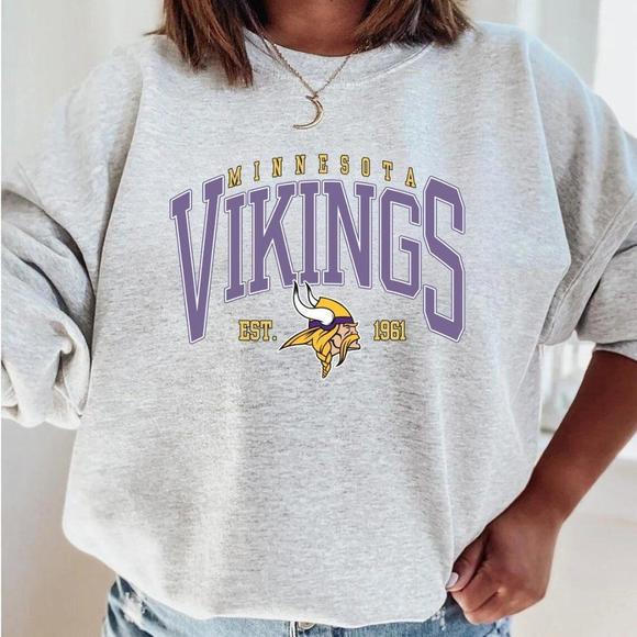 Tops - Minnesota Vikings 1961 Football Grey Sweatshirt Minnesota Football Grey Shirt